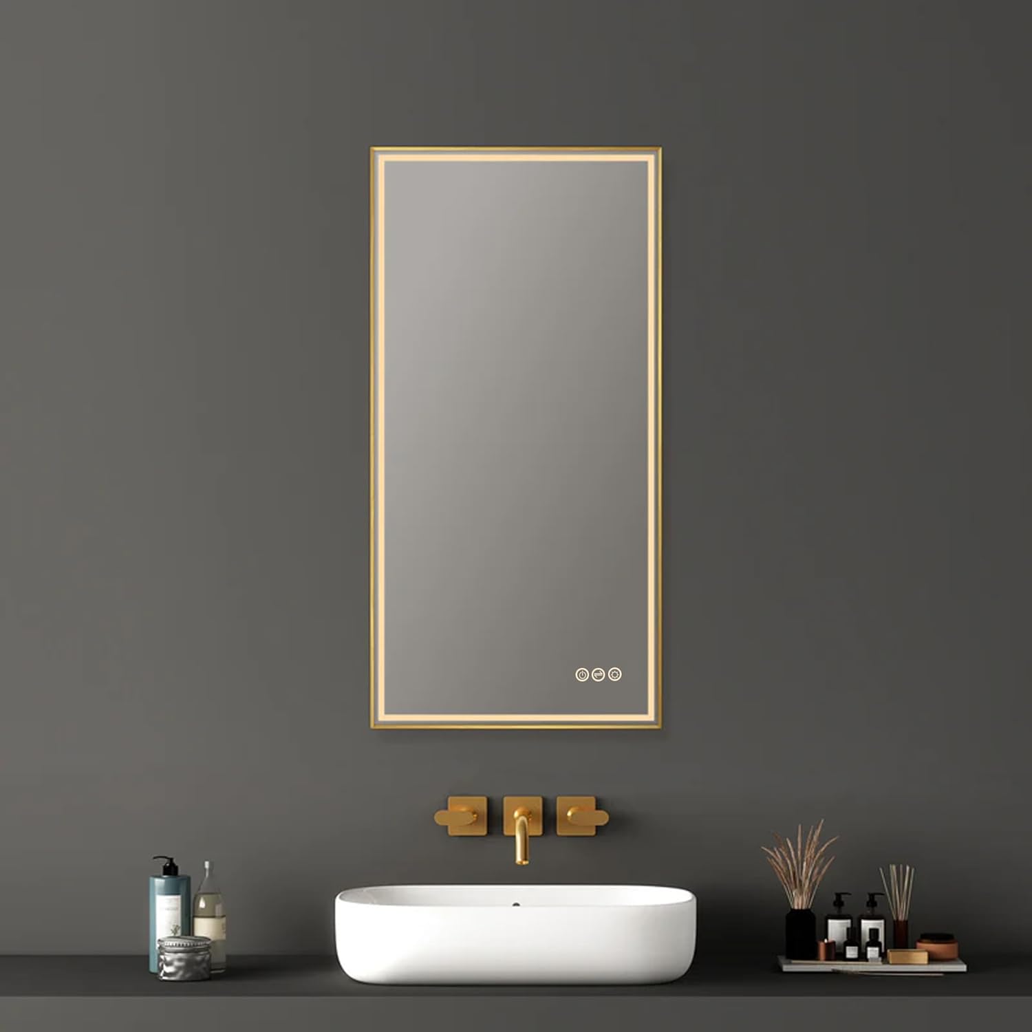 18x36 led mirror for bathroom gold frame backlit wall mounted mirror 18x36 led mirror for bathroom gold frame backlit wall mounted mirror