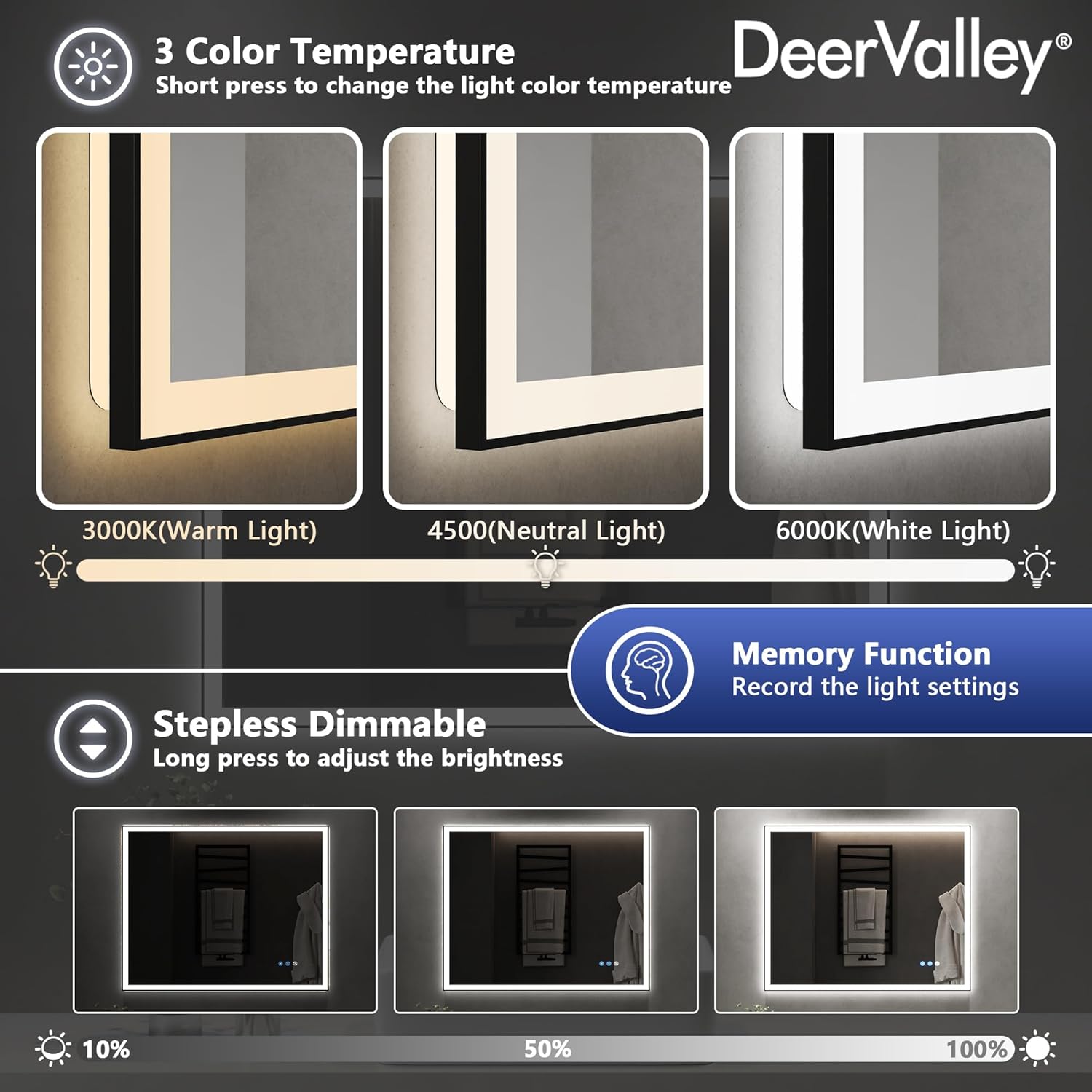 deervalley 32" x 40" led bathroom mirror with lights deervalley 32" x 40" led bathroom mirror with lights