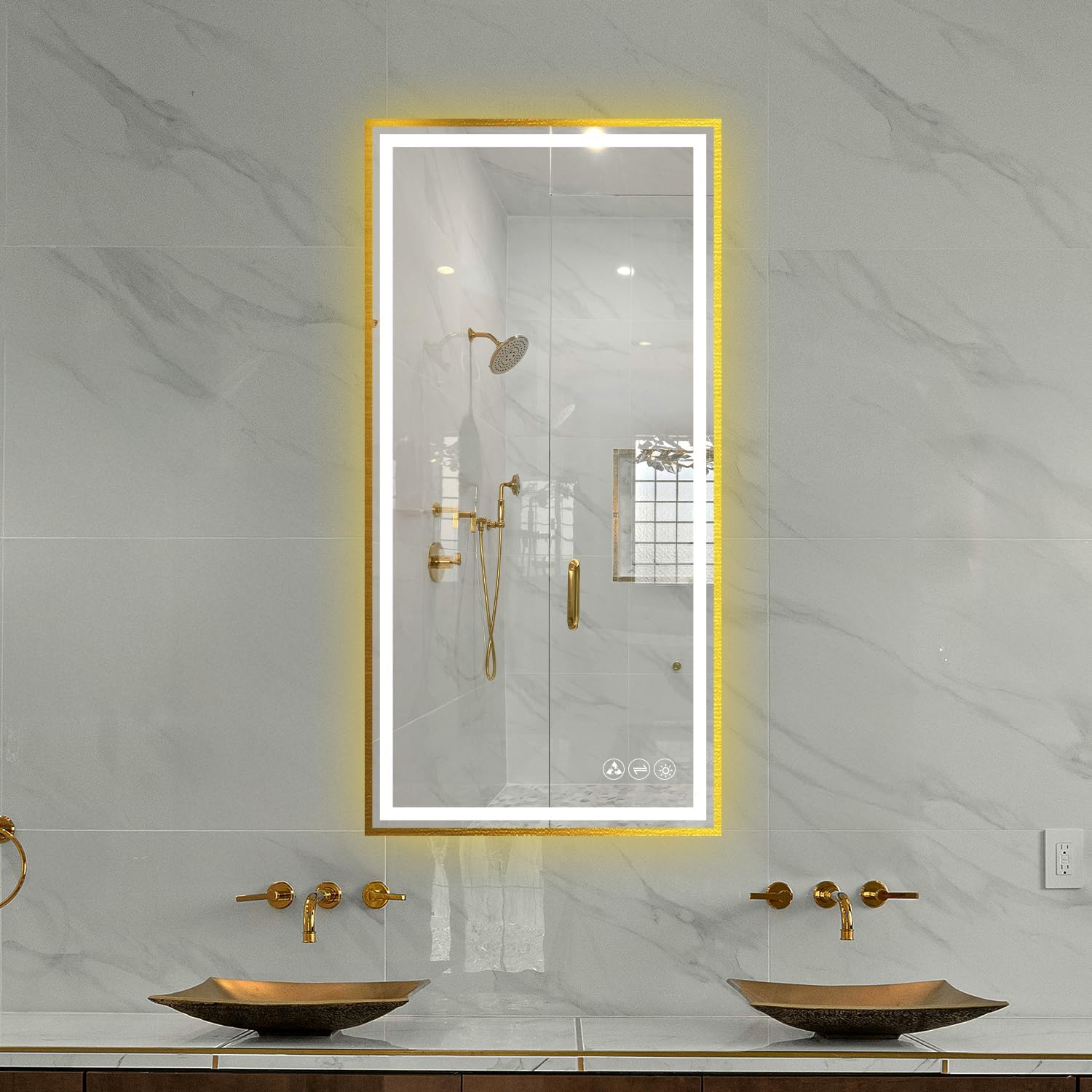 18x36 led mirror for bathroom gold frame backlit wall mounted mirror 18x36 led mirror for bathroom gold frame backlit wall mounted mirror