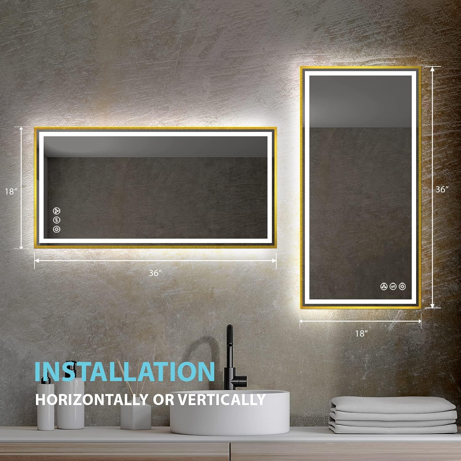 18x36 led mirror for bathroom gold frame backlit wall mounted mirror 18x36 led mirror for bathroom gold frame backlit wall mounted mirror